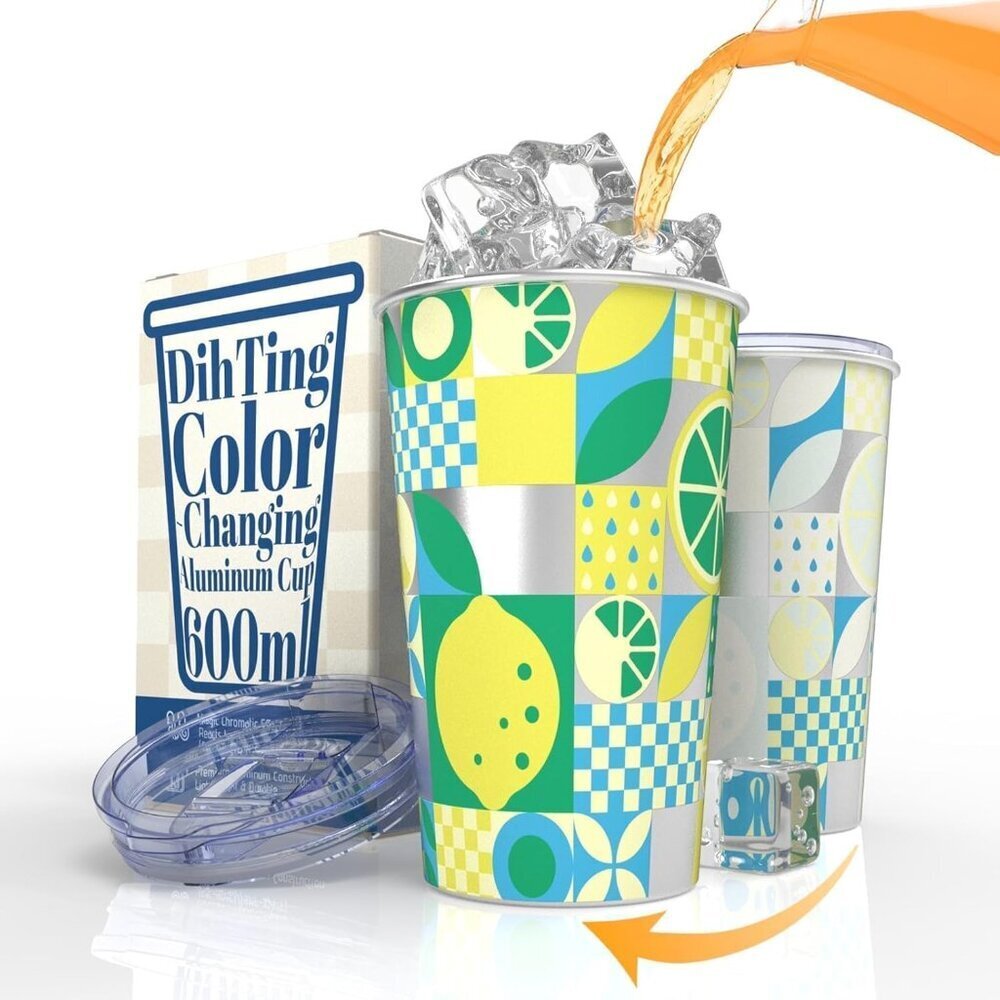 Color Changing Aluminum Cup with Lid - BRAND NEW IN BOX.